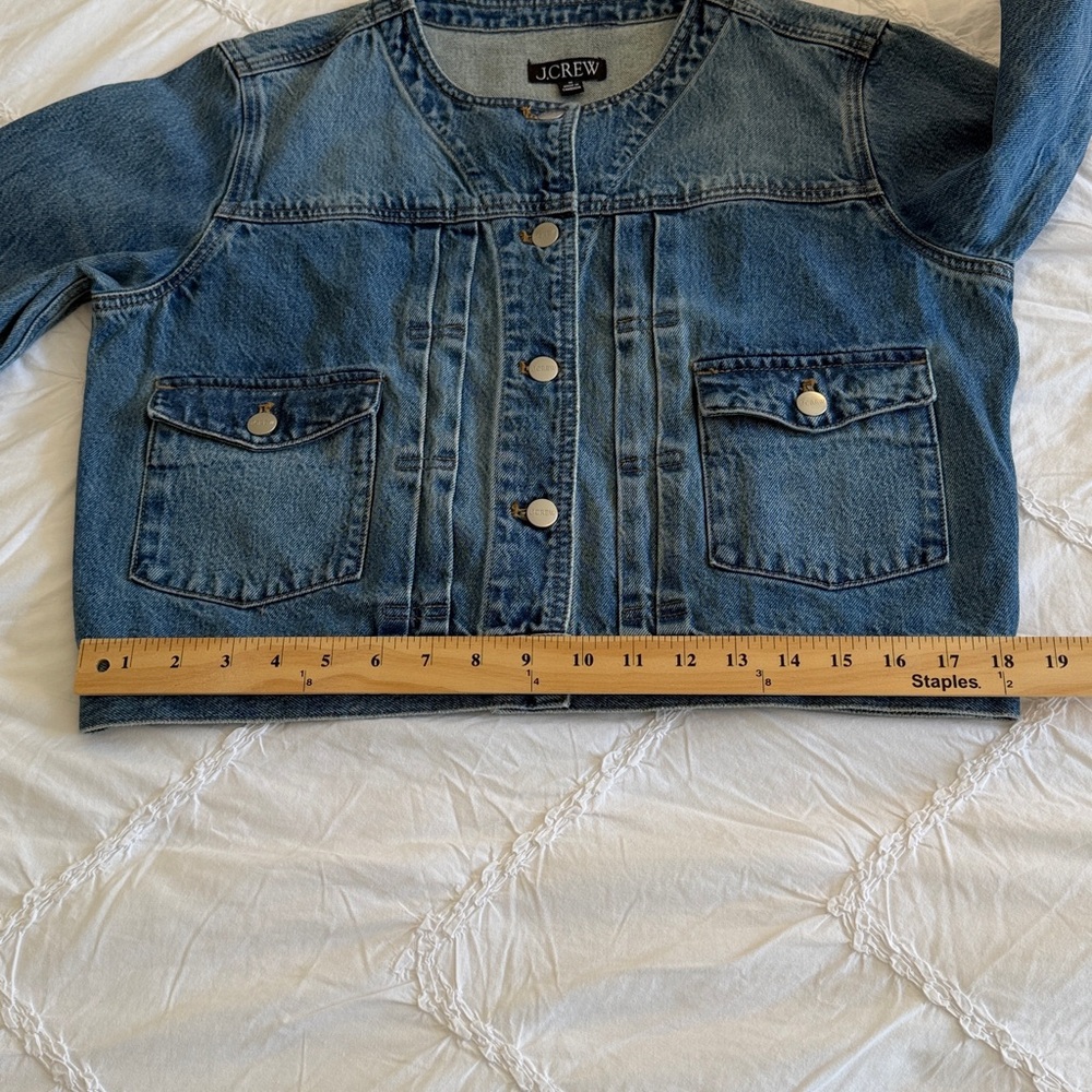 J. Crew Pleated Denim Lady Jacket.sz M gently used - Picture 7 of 13